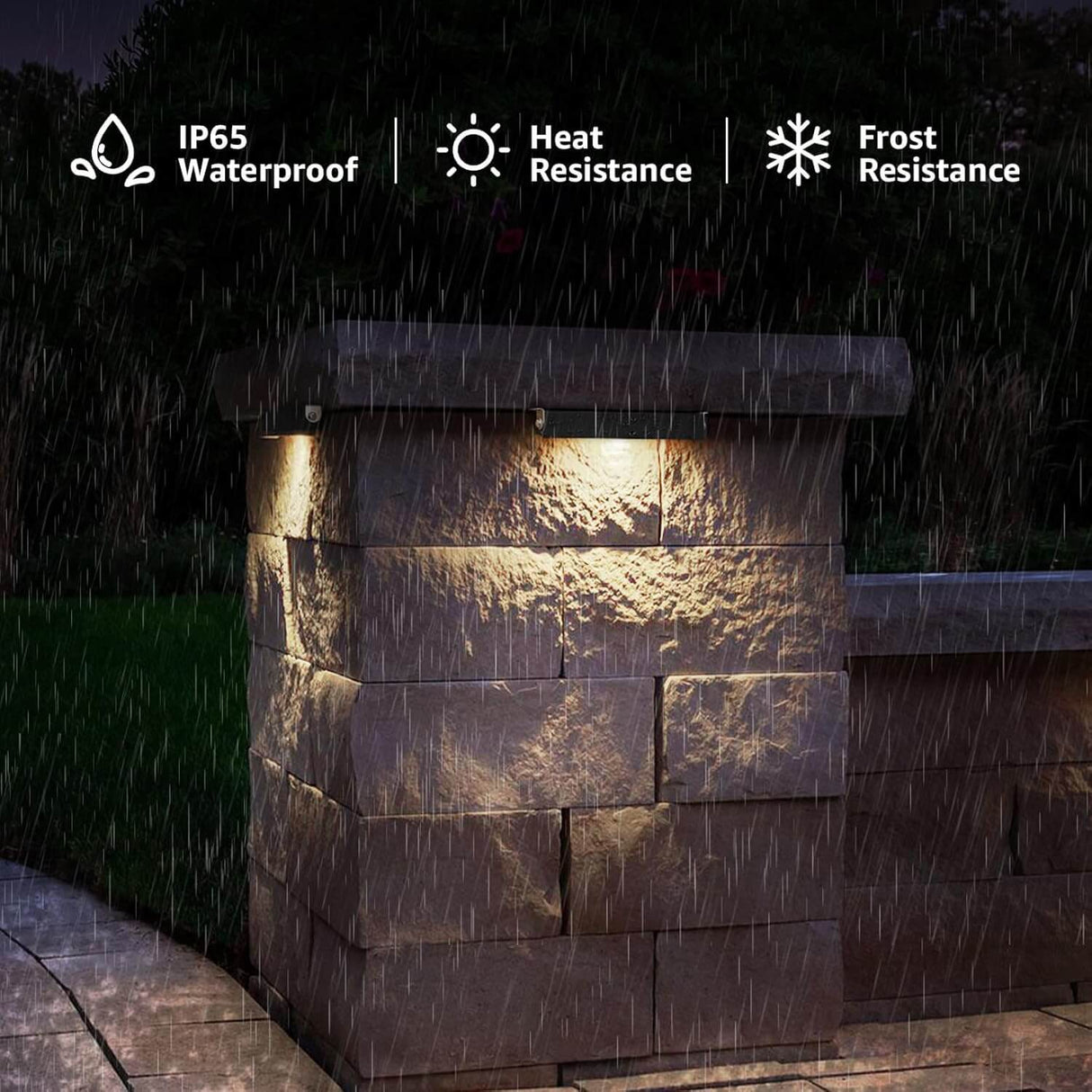 12V-24V Low Voltage 5W LED 7 Inch Hardscape Retaining Wall Step Lights with Connectors 12-Pack CLWF-05-12C SUNVIE