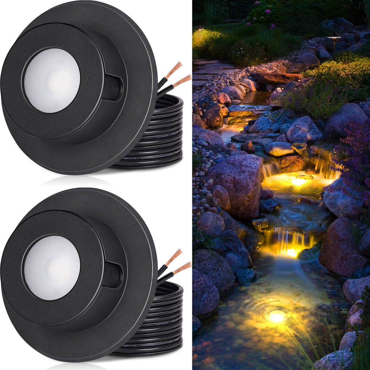 Low Voltage 3W LED Waterproof Underwater Fountain Pond Lights 2 Pack ULWS-03W-02