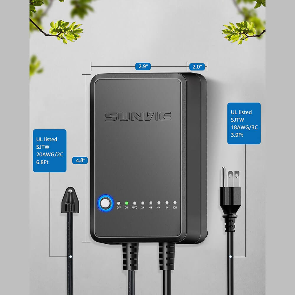 120V AC to 12V DC 100W Low Voltage Landscape Lights Transformer with Timer and Photocell Sensor LVT-MH-100W SUNVIE