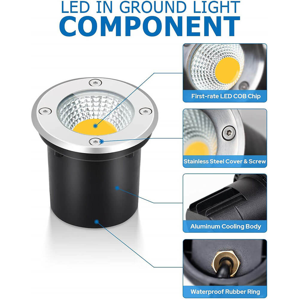 Low Voltage 12W LED Waterproof Outdoor In-Ground Well Lights with Wire Connectors 10 Pack MDD-12-10C SUNVIE