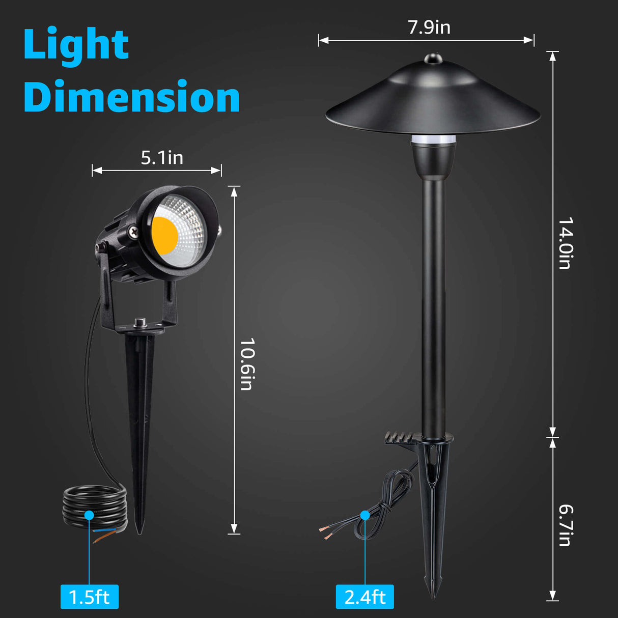 Low Voltage 2 Stake Path Lights + 2 Spotlights 4 Pack Complete Lighting Kit KTW-W2S2PA