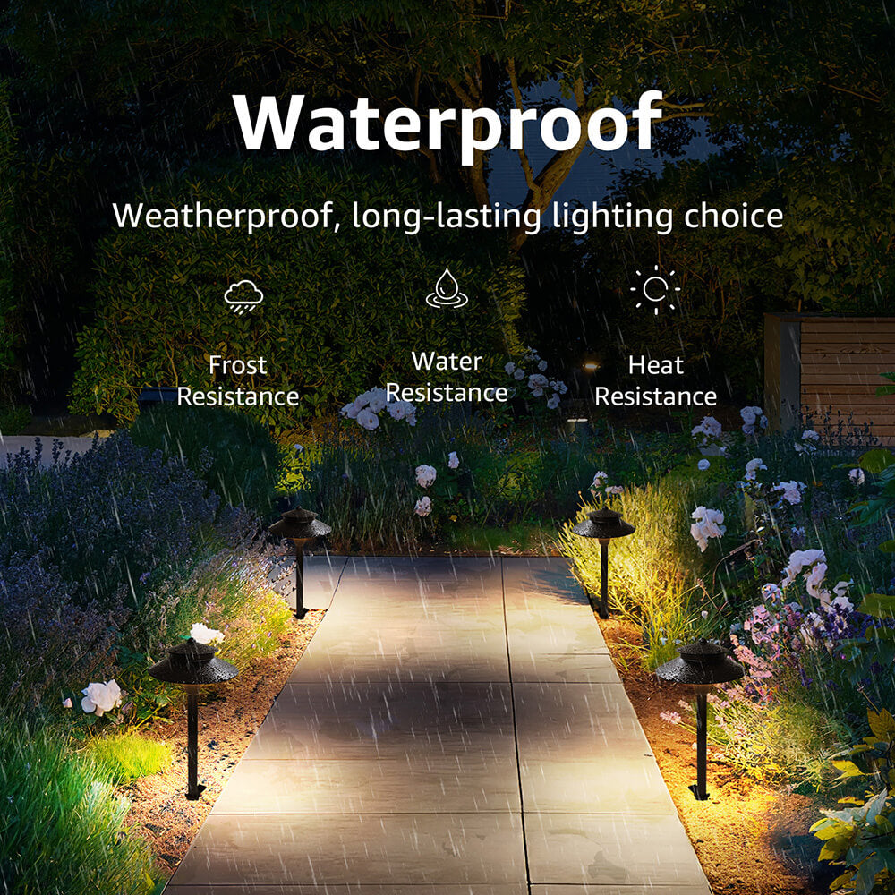 Hat-Style Low Voltage Landscape Pathway Lights with Replaceable LED Module 4 Pack LSDWB-03-04C