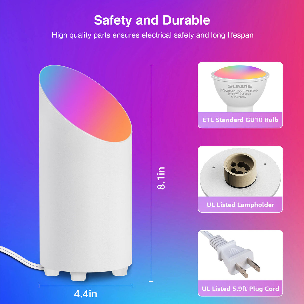 5W RGBW Smart Indoor Floor Can Uplighting Lights 2 Pack (White) FCL-01W-02S