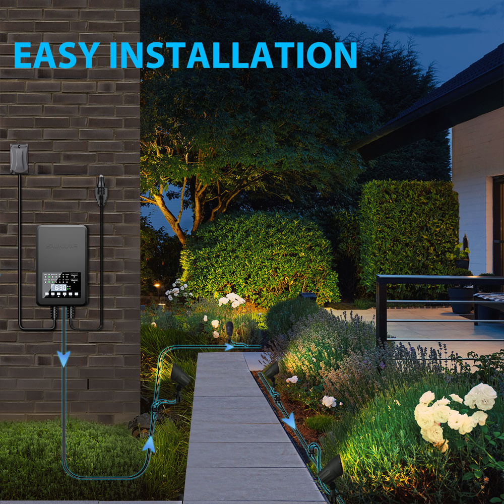 Low Voltage 6W LED Anti-Glare Landscape Spotlights Complete Lighting Kit 8 Pack KTW-W8SB