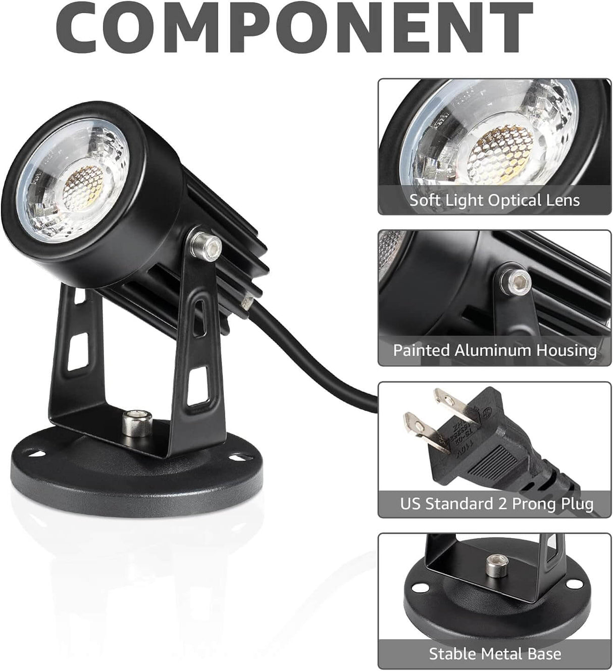 120V Warm White0 Indoor LED Spot Lights With 5.9 FT Cord & Floor Foot Switch 4 Pack SHWS-03-04 SUNVIE