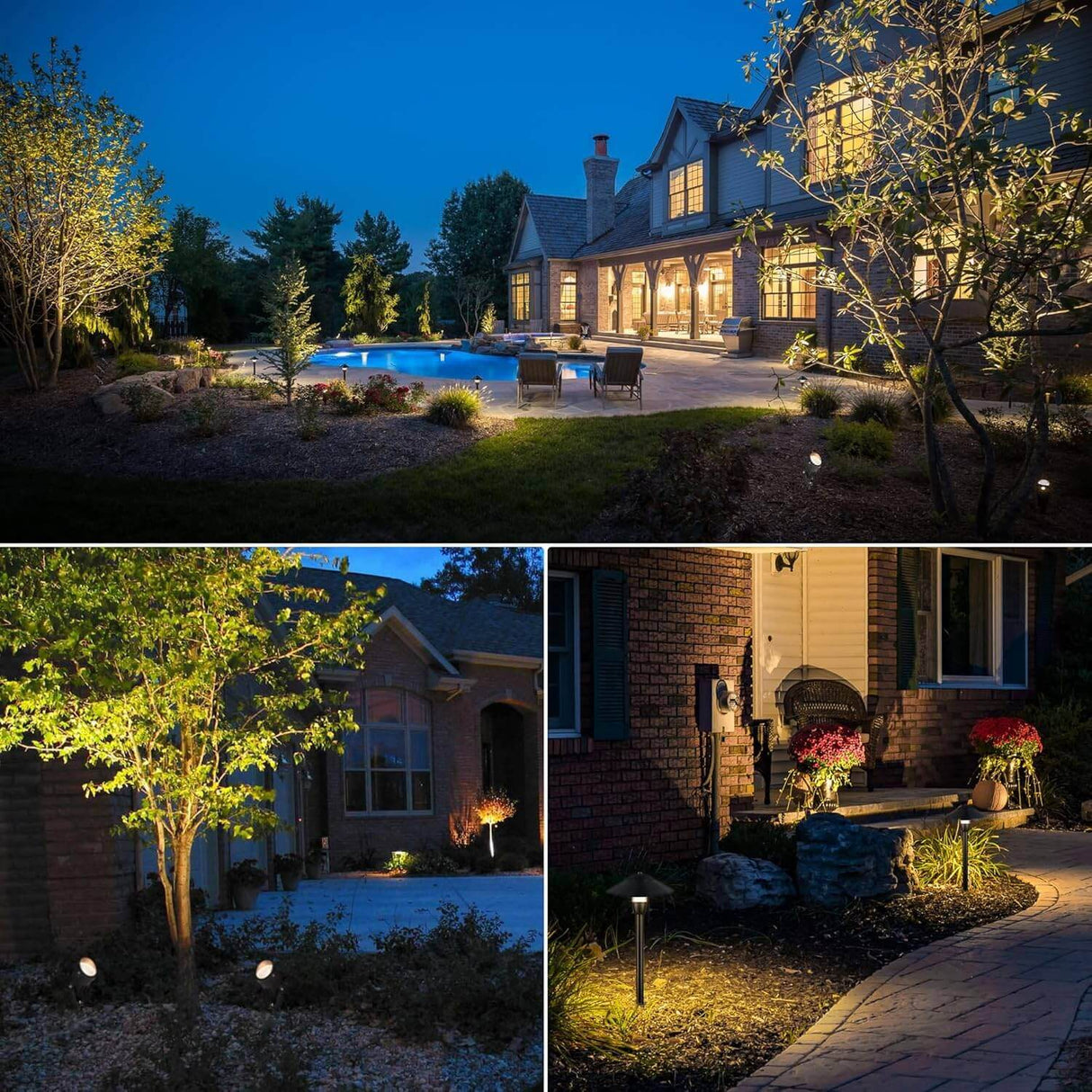 Low Voltage 2 Stake Path Lights + 2 Spotlights 4 Pack Complete Lighting Kit KTW-W2S2PA