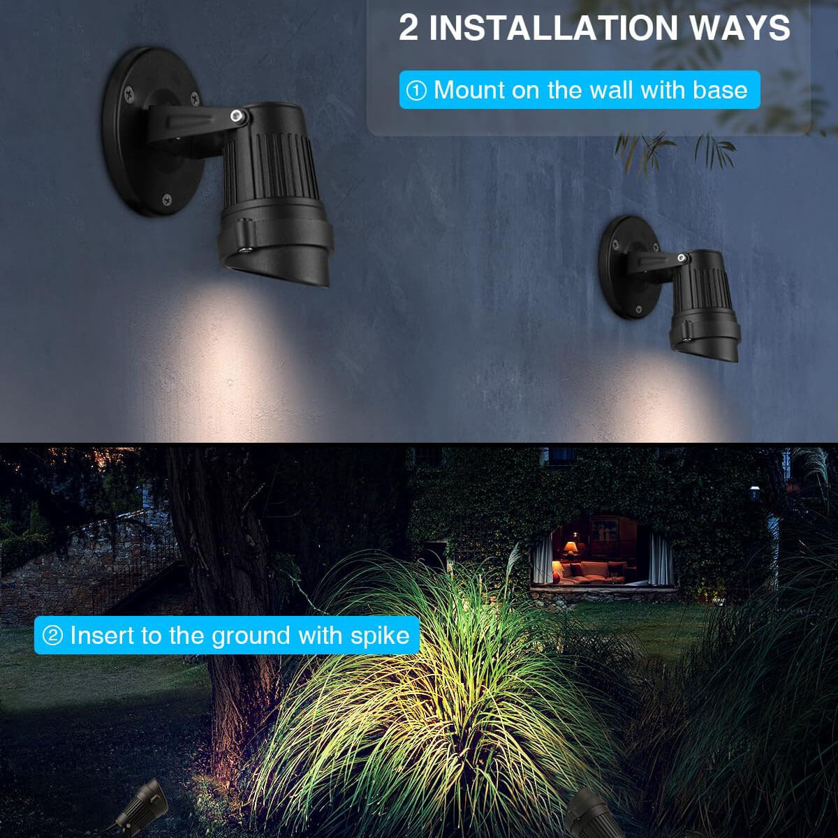 120V 7W LED Outdoor Waterproof Landscape Spotlights with Dusk to Dawn Photocell Sensor CHWP-05-01P SUNVIE