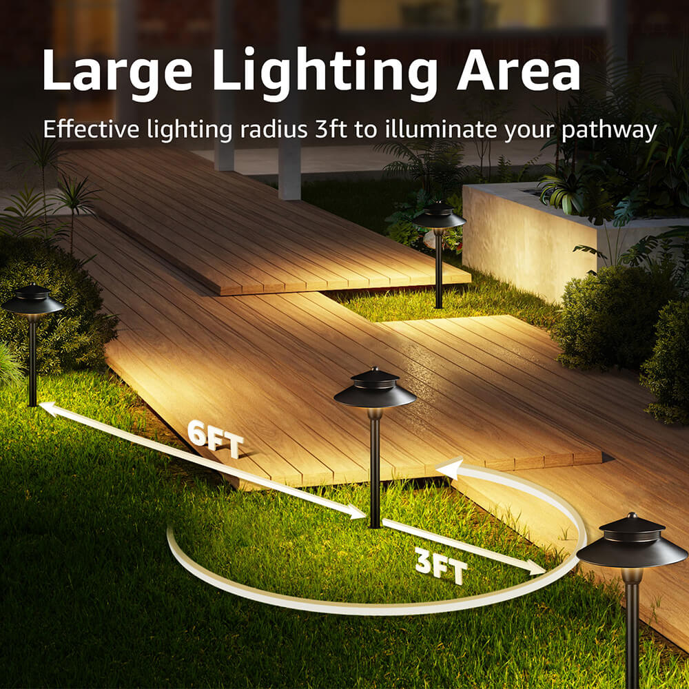 Hat-Style Low Voltage Landscape Pathway Lights with Replaceable LED Module 4 Pack LSDWB-03-04C