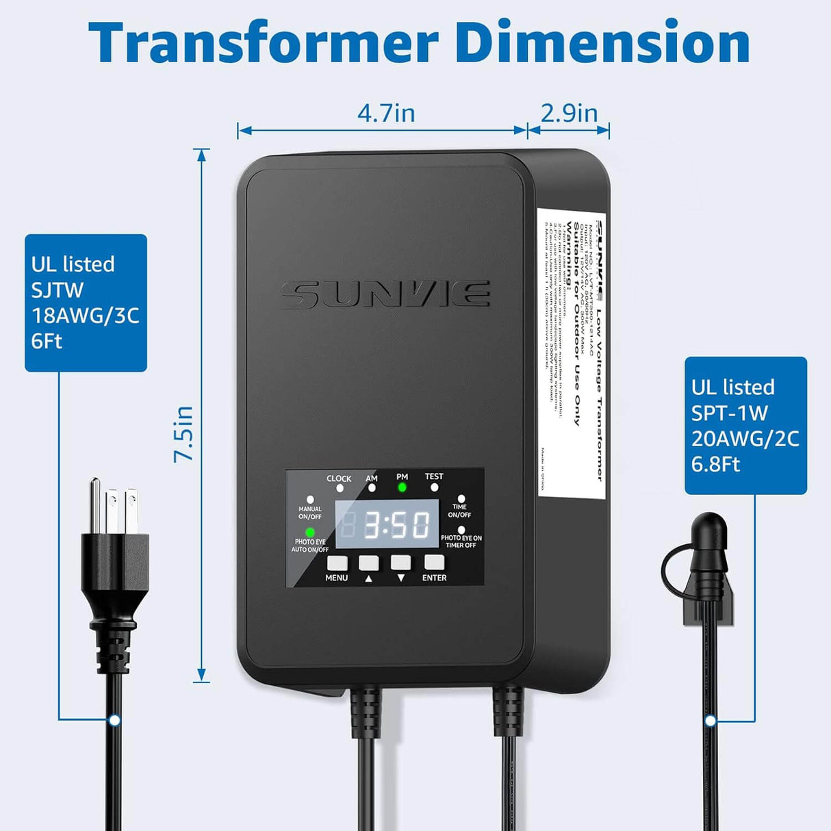 Low Voltage Landscape Lighting Kit 4 Stake Pathway Lights + 6 Spotlights with Connectors & Transformer 10 Pack TB-W6S4P SUNVIE