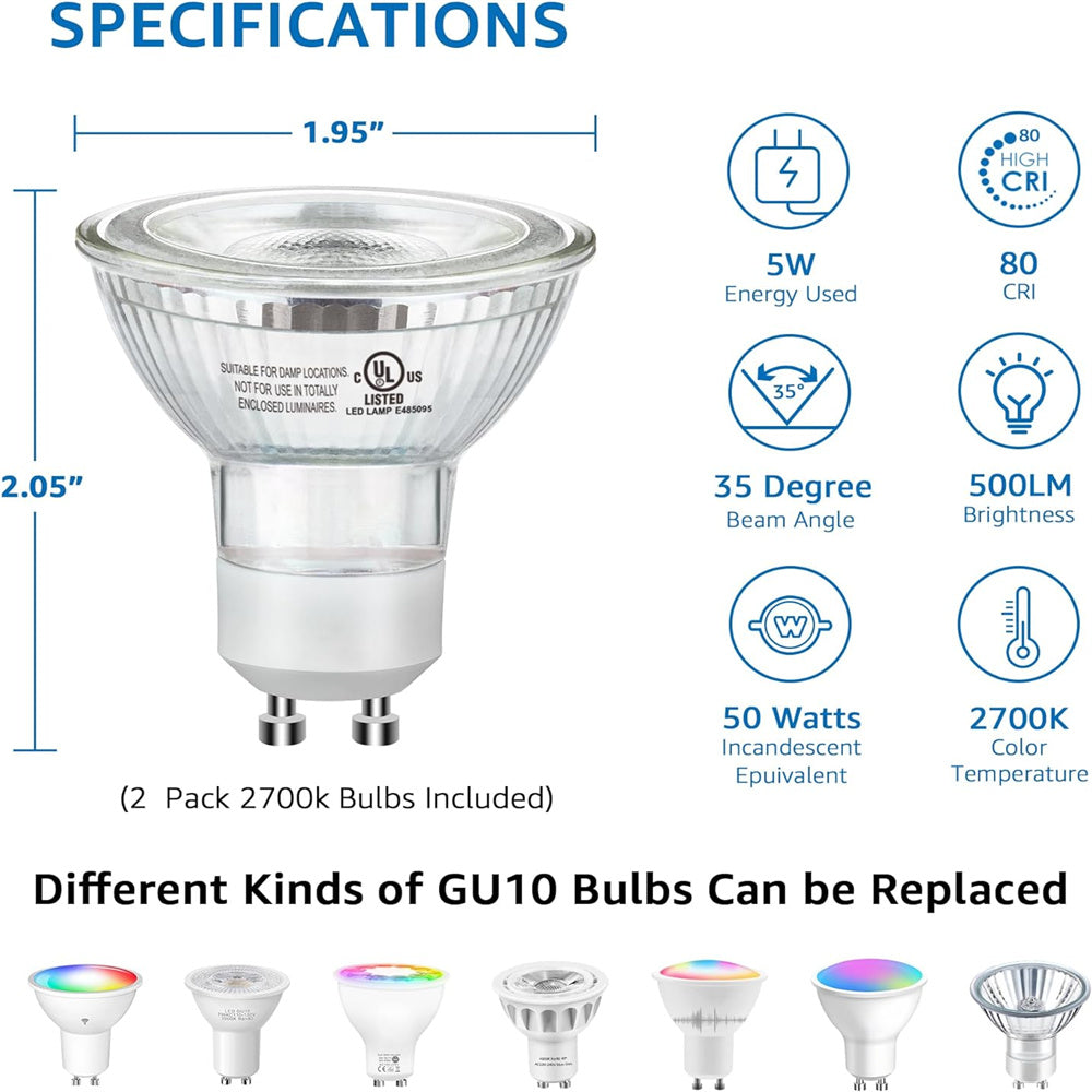 5W White Indoor Floor Can Uplighting Spotlight with 2700K GU10 Bulb Accent & Foot Switch 2 Pack FCL-01W-02 SUNVIE