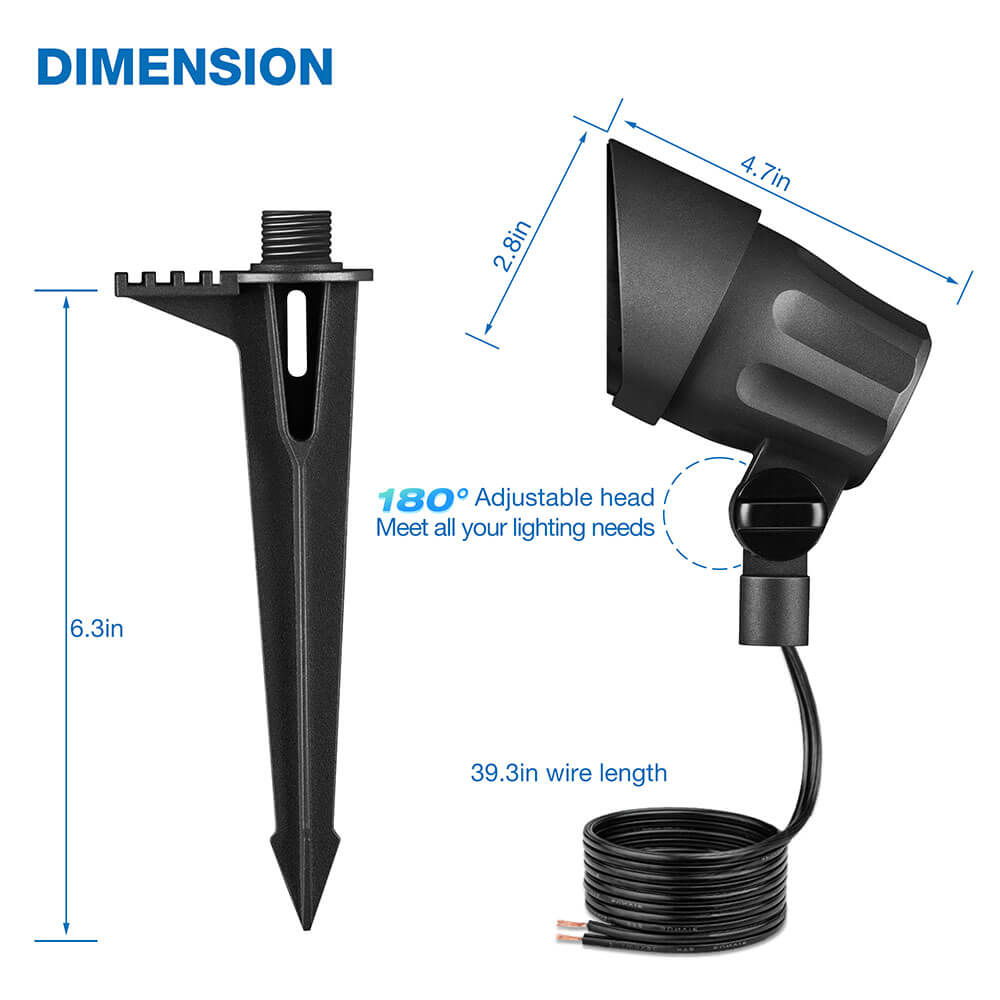 Low Voltage 6W LED Anti-Glare Landscape Spotlights Complete Lighting Kit 8 Pack KTW-W8SB
