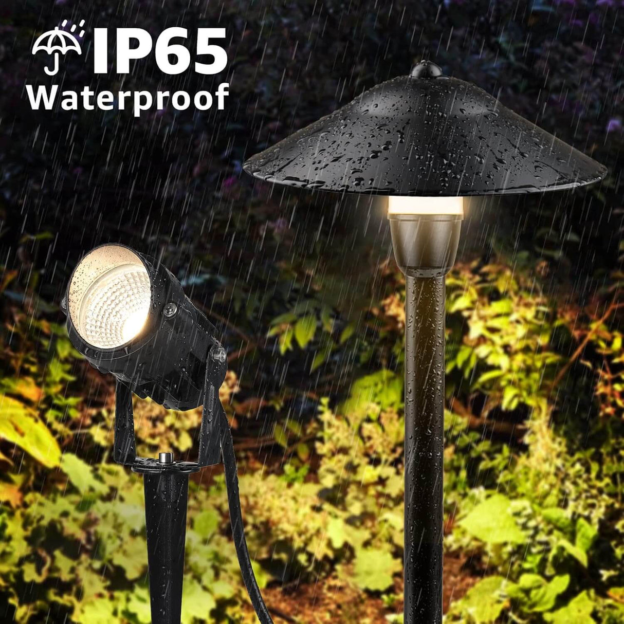 Low Voltage Landscape Lighting Kit 4 Stake Pathway Lights + 6 Spotlights with Connectors & Transformer 10 Pack TB-W6S4P SUNVIE