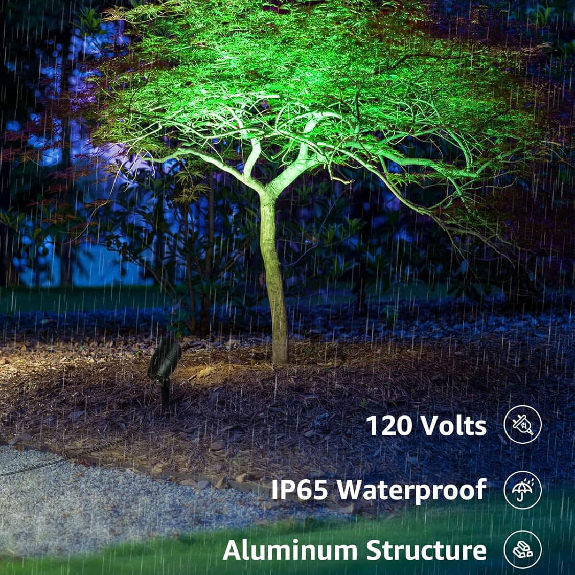 120V 15W Waterproof LED Color Changing Plug in Uplight Landscape Lights with Remote Control CHRS-15-01 SUNVIE