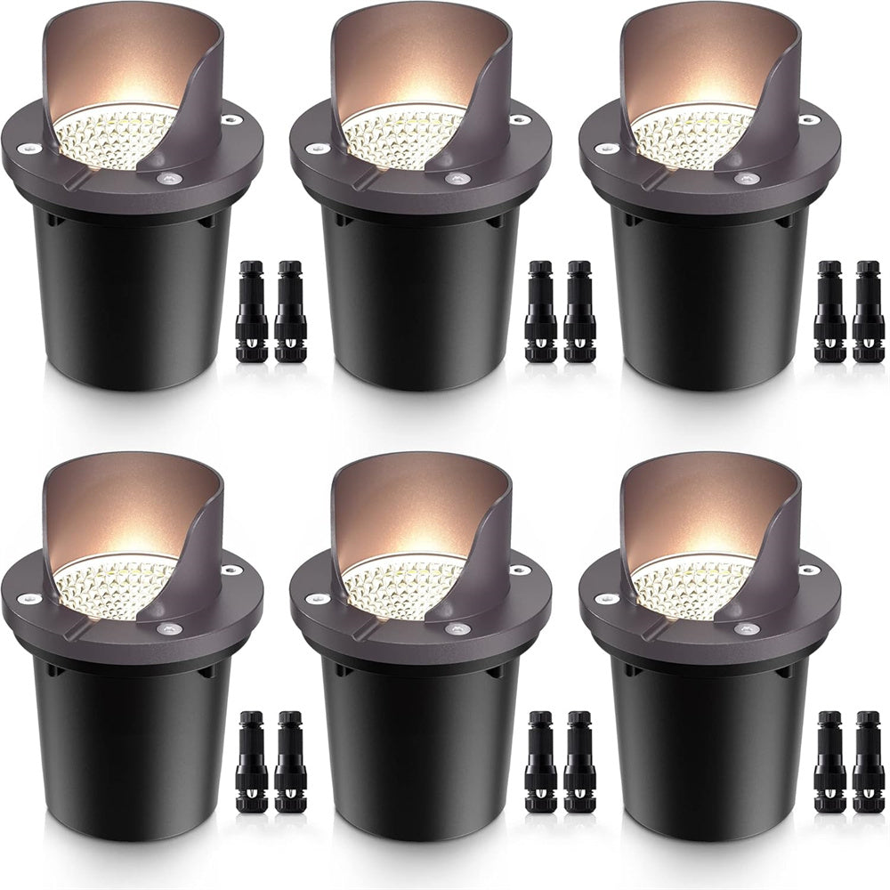 Low Voltage 12W LED Waterproof Outdoor Shielded In-Ground Well Lights with Wire Connectors 6 Pack MDWL-12-06C SUNVIE
