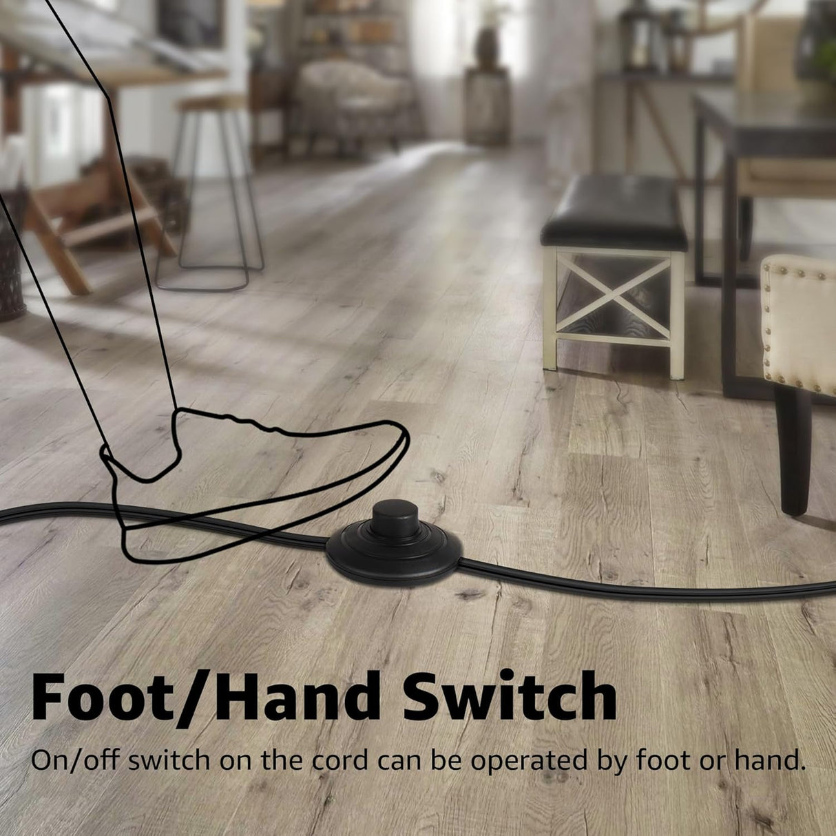 5W Black Uplighting Floor Can Spotlight with 2700K GU10 Bulbs & 5.9 FT Plug Cord & Foot Switch 2 Pack FCL-02B-02 SUNVIE