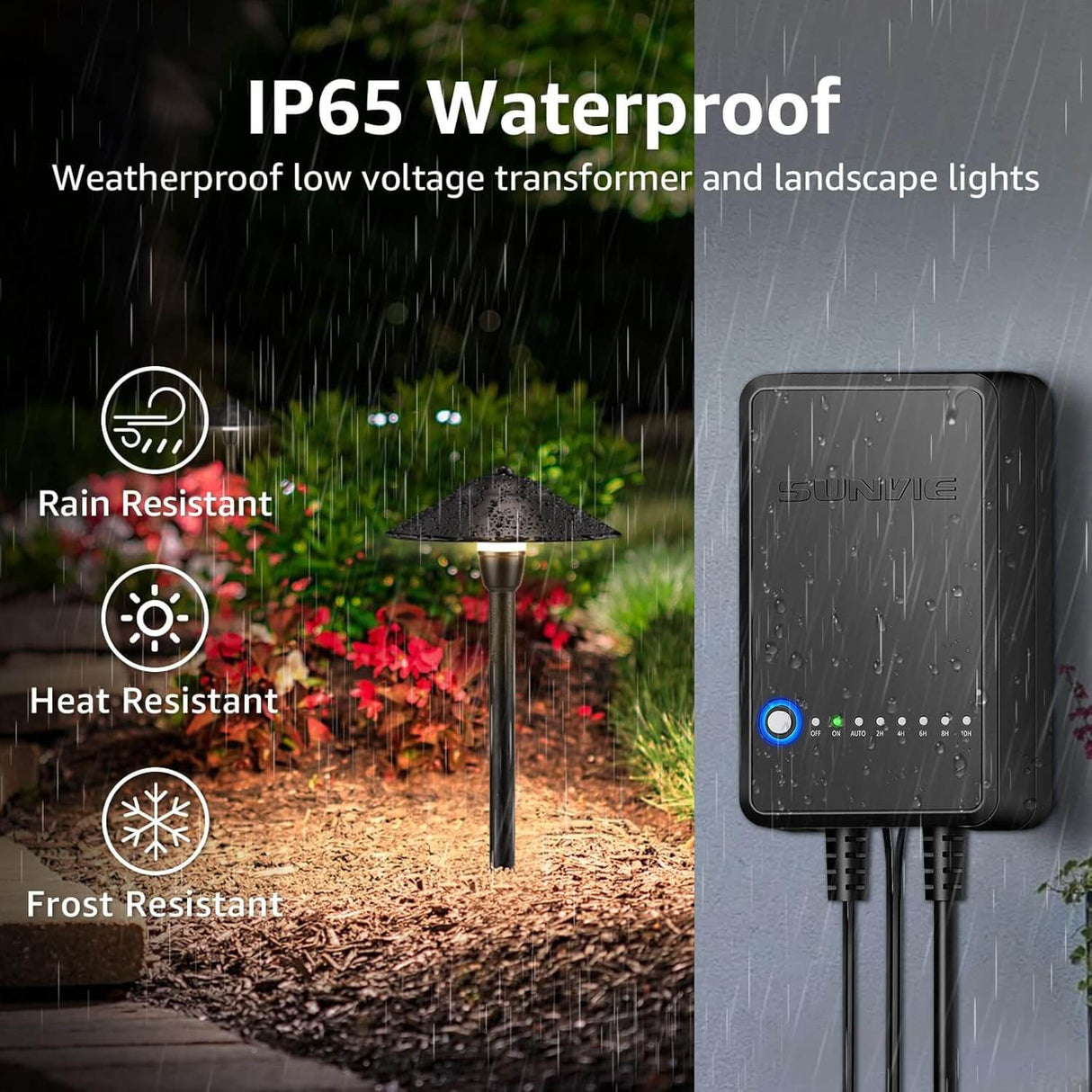 3W Low Voltage LED Pathway Lighting Kit with 60W Transformer & Wire & Connectors 8 Pack KTW-W8PA SUNVIE