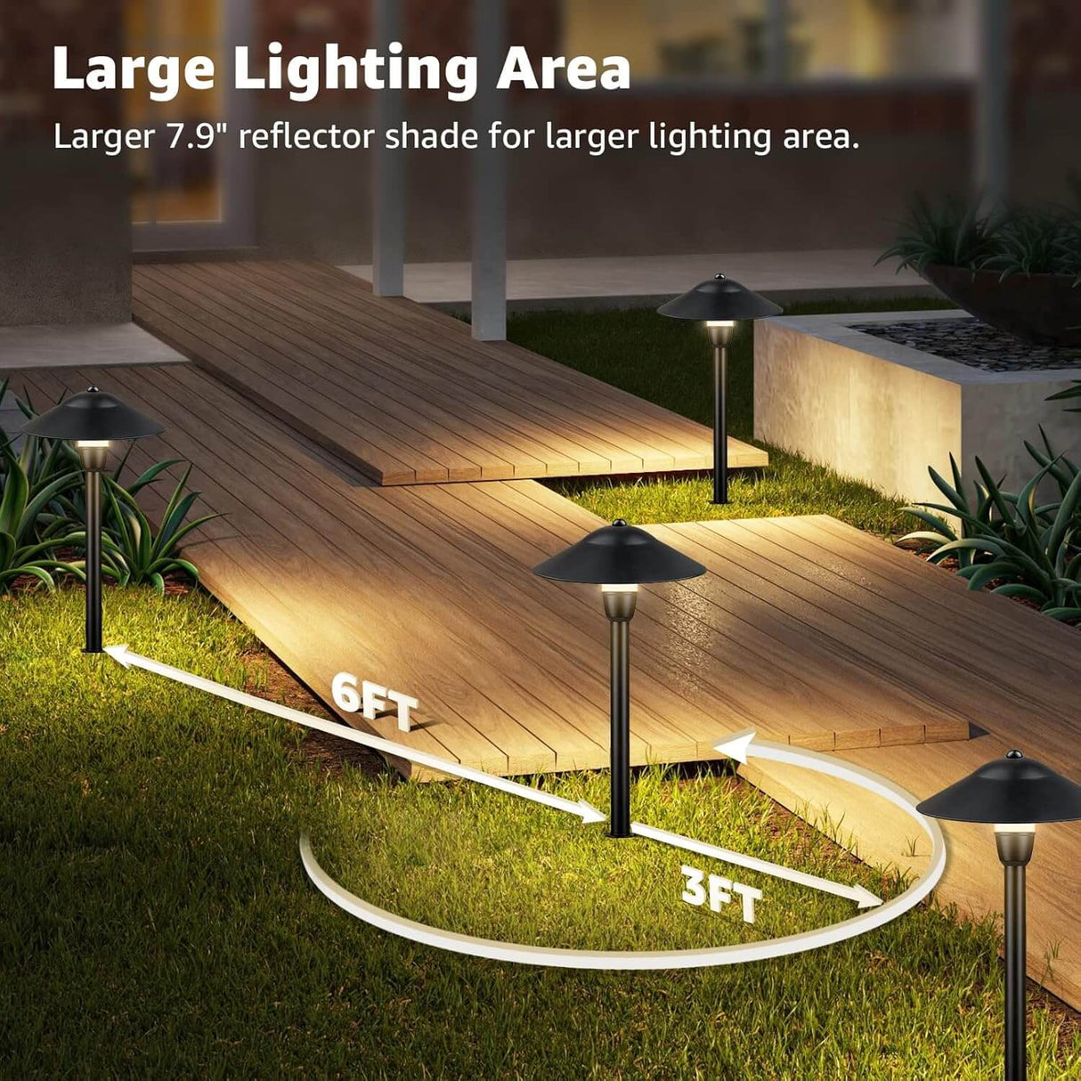 LED Low Voltage 3W Cast-Aluminum Landscape Pathway Lights with ETL Listed Cord 12 Pack LSAWB-03-12C SUNVIE