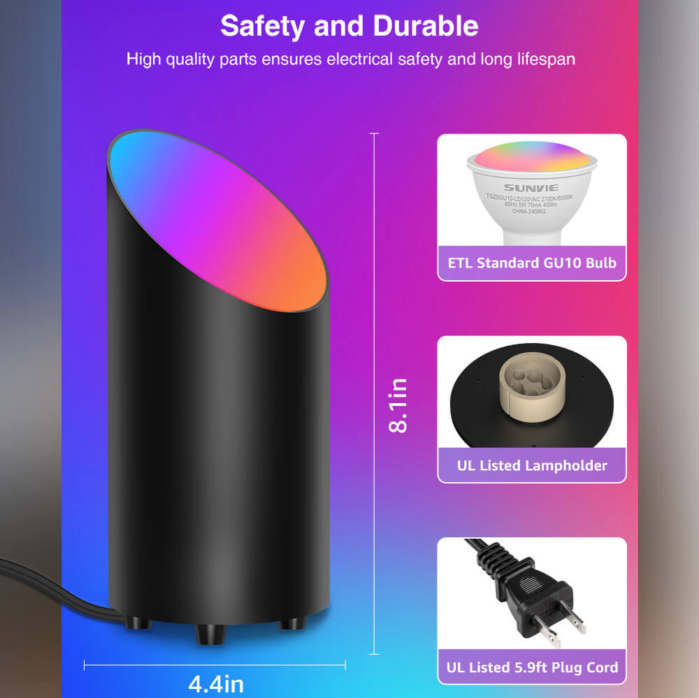 5W RGBW Smart Indoor Floor Can Uplighting Lights 2 Pack (Black) FCL-01B-02SN