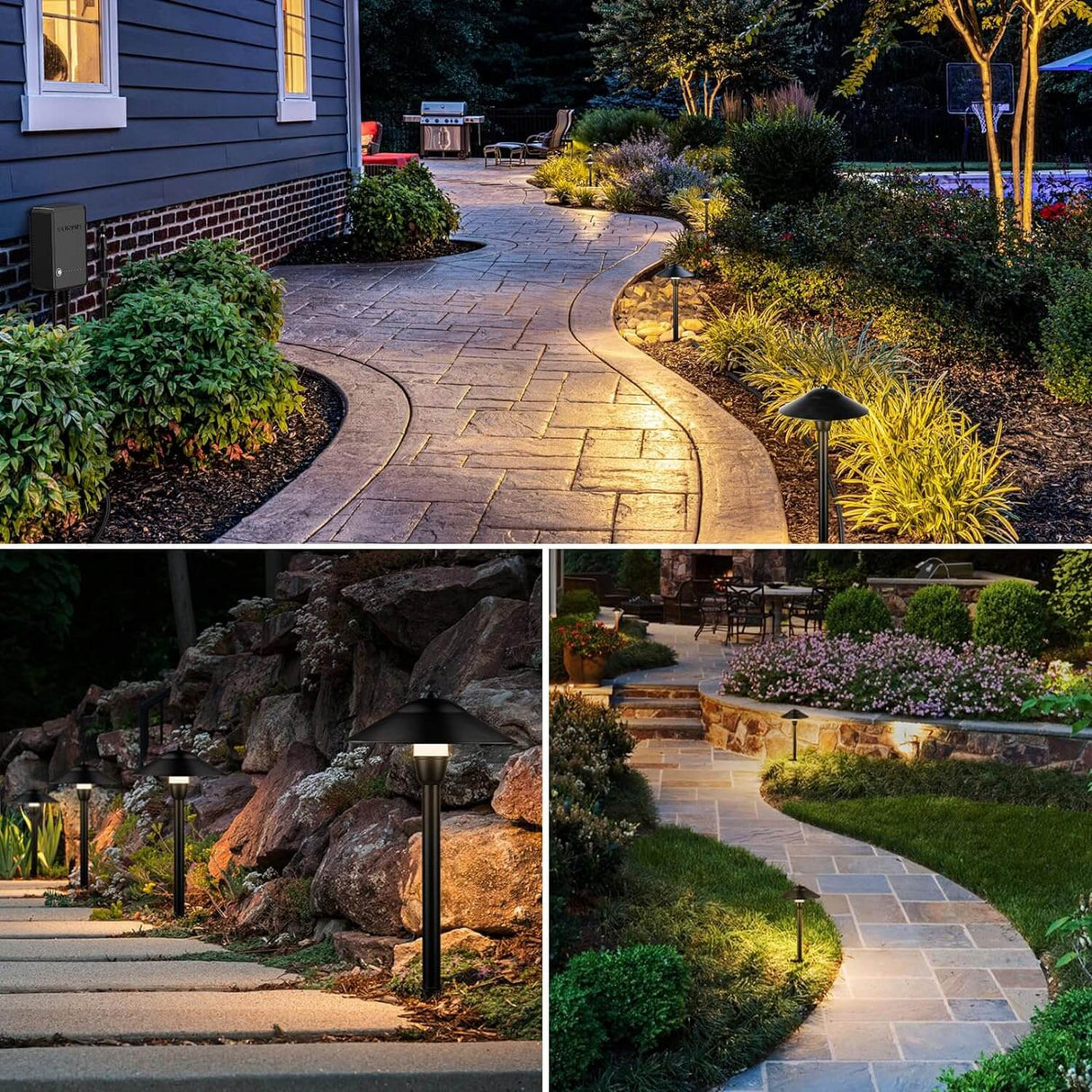 3W Low Voltage LED Pathway Lighting Kit with 60W Transformer & Wire & Connectors 8 Pack KTW-W8PA SUNVIE