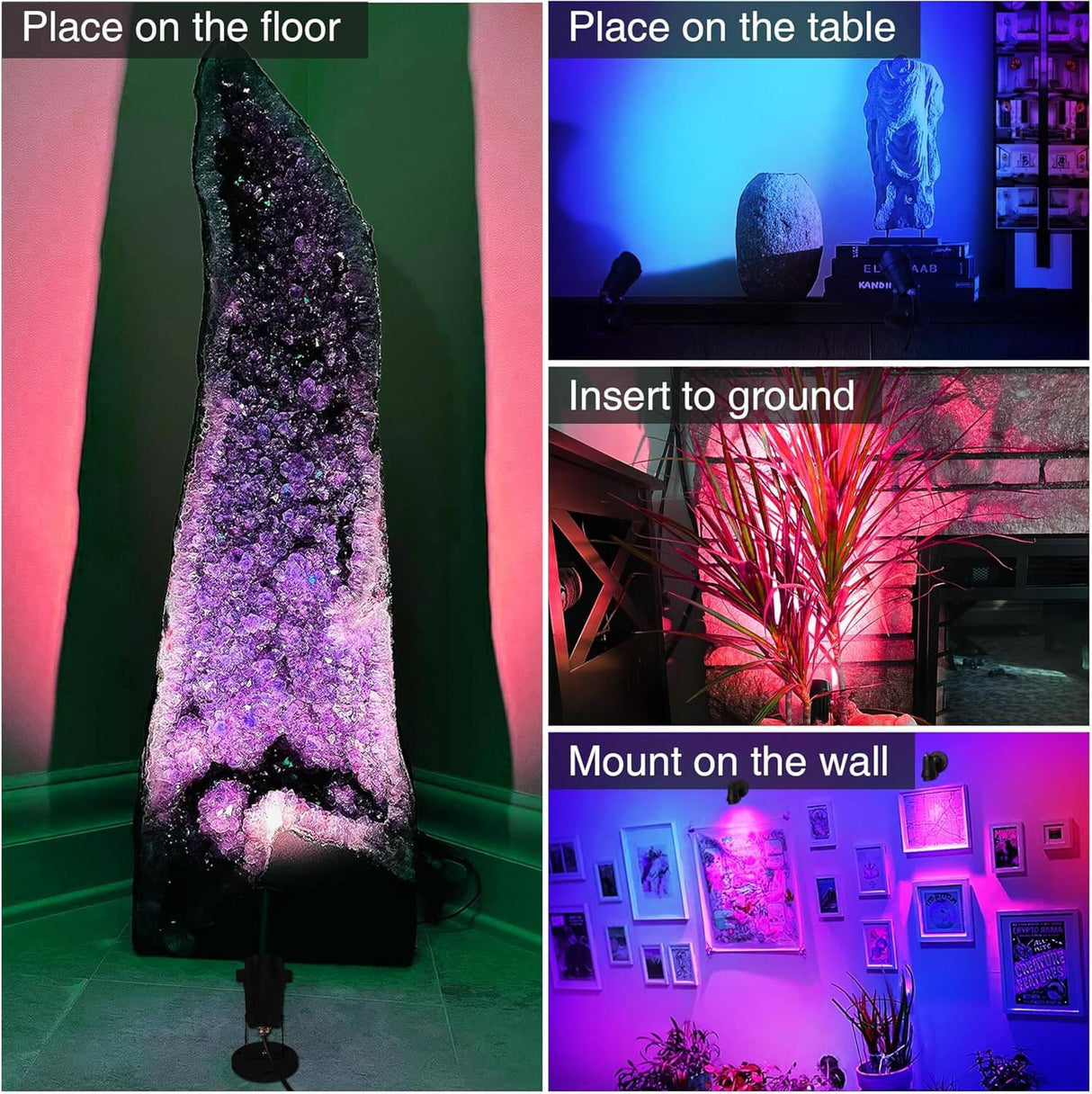 120V 6W RGBW LED Indoor Uplighting Color Changing Spotlight with Remote Color 2 Pack SHRS-05-02 SUNVIE