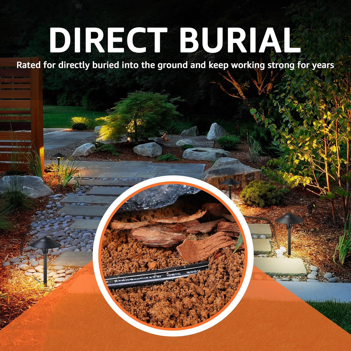 100FT 12 Gauge 12/2 Low Voltage Stranded Copper Electric Wire for Landscape Lighting Wire, ETL Listed LVW-RL12-2C100 SUNVIE