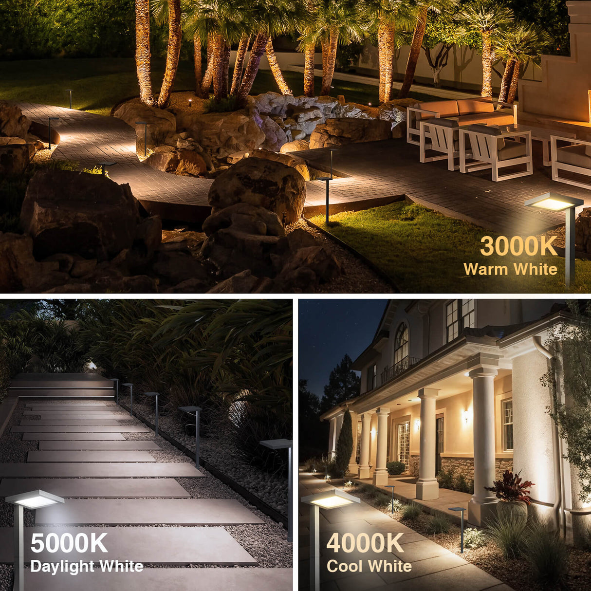 Low Voltage Anti-Glare 3CCT LED Landscape Path Lights 4 Pack LDATB-05-04C