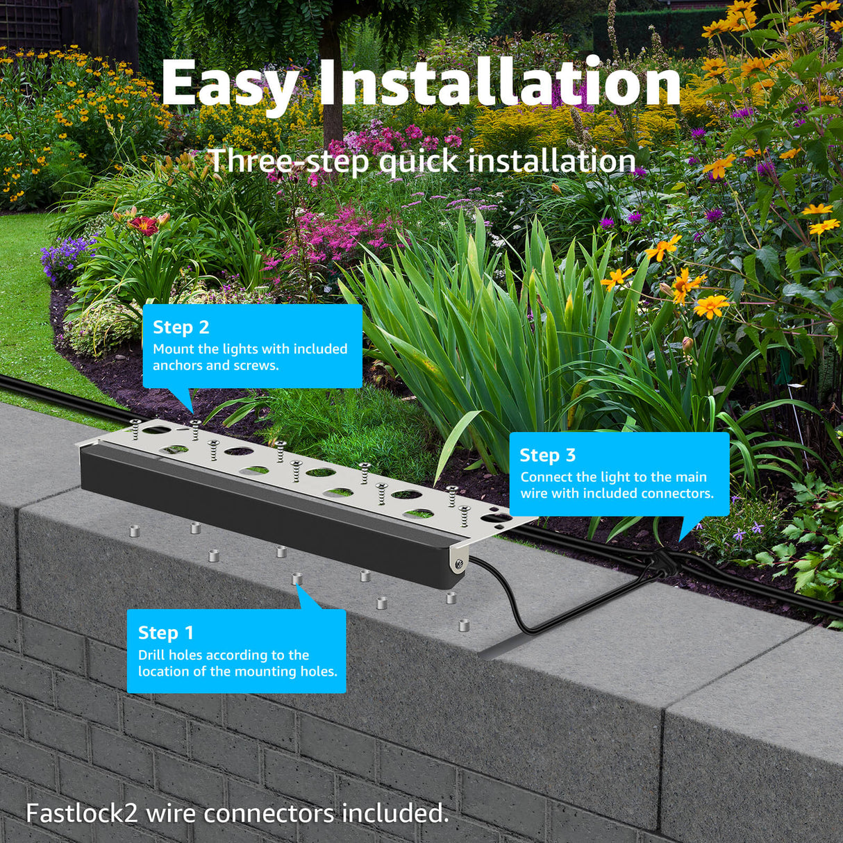 Low Voltage Hardscape 12′′ Inch Retaining Wall Lights 2700K Warm White 12 Pack CLWF-07-12C