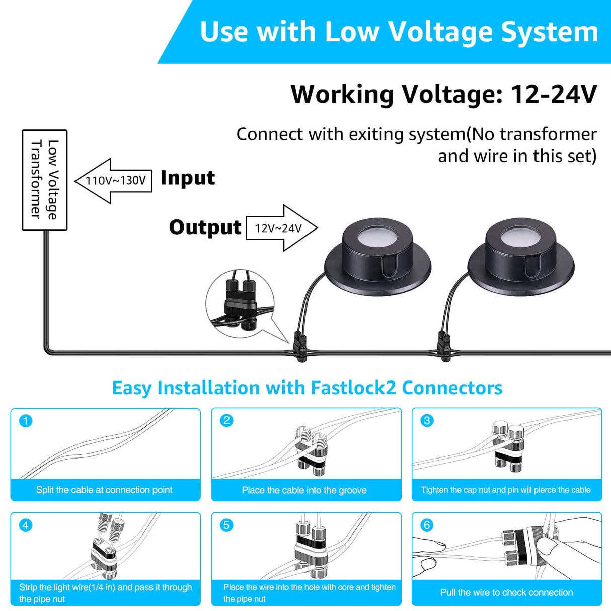 Low Voltage 3W LED Waterproof Underwater Fountain Pond Lights 4 Pack ULWS-03W-04