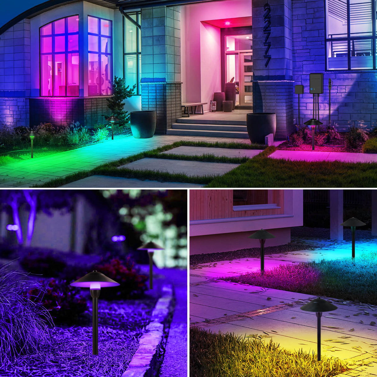 All In One RGBW Pathway Lighting Kit 8 Pack with Transformer Wire & Connectors KTW-R8PA