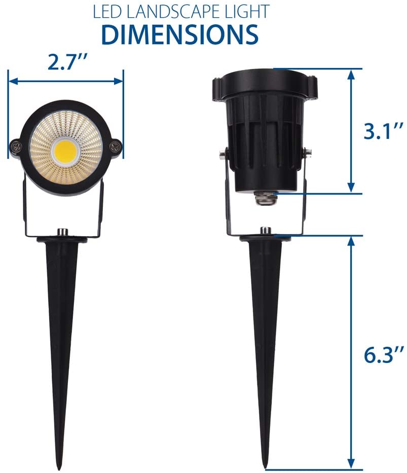 SUNVIE 12W LED Landscape Lighting Low Voltage (AC/DC 12V) Waterproof Garden Pathway Lights Super Warm White (900LM) Walls Trees Flags Outdoor Spotlights with Spike Stand (2 Pack) Lee Lighting