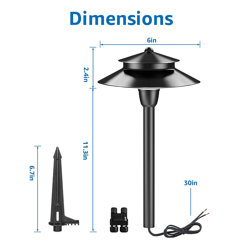 Hat-Style Low Voltage Landscape Pathway Lights with Replaceable