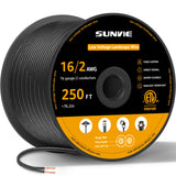 250FT 16 Gauge 16/2 Low Voltage Stranded Copper Electric Wire for Landscape Lighting Wire, ETL Listed LVW-RL16-2C250