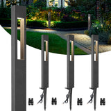 Low Voltage 3W LED Hollow Cuboid Landscape Pathway Lights with ETL Listed Cord 4 Pack LFAWB-03-04C