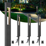 Low Voltage 3W LED Hollow Cuboid Landscape Pathway Lights with ETL Listed Cord 4 Pack LFAWB-03-04C