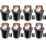 Low Voltage 12W LED Waterproof Outdoor Shielded In-Ground Well Lights with Wire Connectors 8 Pack MDWL-12-08C SUNVIE