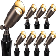 5" Solid Brass Low Voltage Outdoor Landscape Spotlights 8 Pack (No Bulb) CLB5-GH-08C