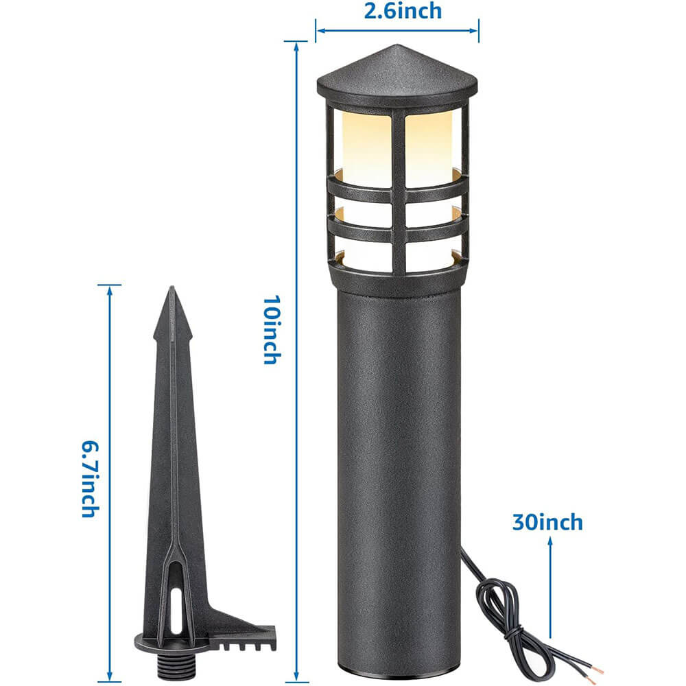 3W Aluminum Wired Landscape Pathway Bollard Lights with CRI 90+ ETL Listed Cord 4 Pack LYAWB-03-04C SUNVIE