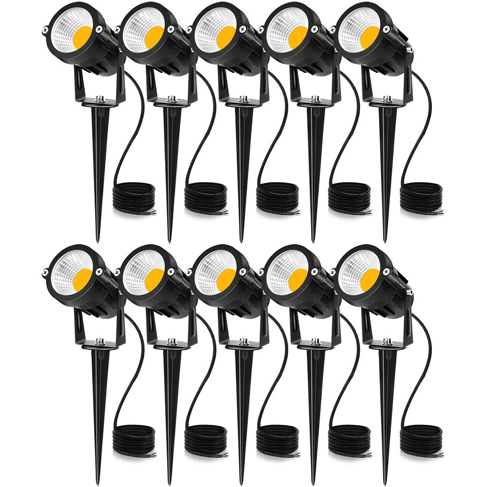 SUNVIE 12W LED Landscape Lights Low Voltage Garden Pathway Lights Super Warm White 12V Waterproof Outdoor Spotlights for Driveway Walkway Yard Patio Porch Trees with Spike Stand (10 Pack)