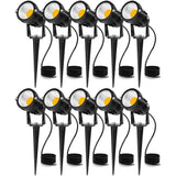 SUNVIE 12W LED Landscape Lights Low Voltage Garden Pathway Lights Super Warm White 12V Waterproof Outdoor Spotlights for Driveway Walkway Yard Patio Porch Trees with Spike Stand (10 Pack)