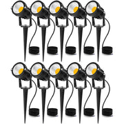 SUNVIE 12W LED Landscape Lights Low Voltage Garden Pathway Lights Super Warm White 12V Waterproof Outdoor Spotlights for Driveway Walkway Yard Patio Porch Trees with Spike Stand (10 Pack)