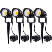 SUNVIE 12W LED Landscape Lighting Low Voltage (AC/DC 12V) Waterproof Garden Pathway Lights Super Warm White (900LM) Walls Trees Flags Outdoor Spotlights with Spike Stand (4 Pack) Lee Lighting
