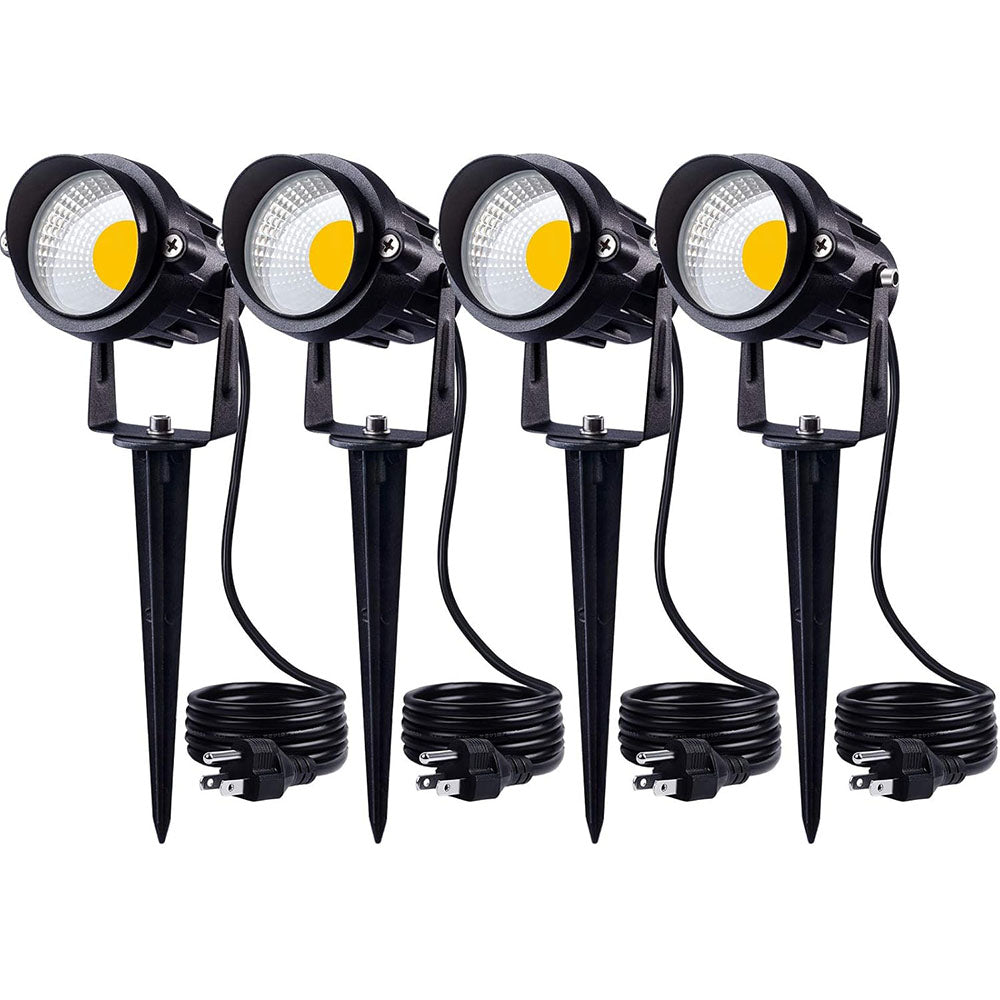 SUNVIE 12W LED Landscape Lighting Low Voltage (AC/DC 12V) Waterproof Garden Pathway Lights Super Warm White (900LM) Walls Trees Flags Outdoor Spotlights with Spike Stand (4 Pack) Lee Lighting