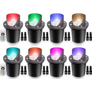 Low Voltage 12W RGBW Color Changing LED Shielded In-Ground Well Lights with Wire Connectors 8 Pack MDRL-12-08C SUNVIE
