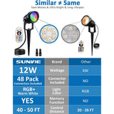 Low Voltage RGBW Color Changing Low Voltage Remote Control LED Landscape Lights with Connector 24 Pack CLRS-12-24C SUNVIE