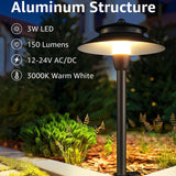 Hat-Style Low Voltage Landscape Pathway Lights with Replaceable LED Module 4 Pack LSDWB-03-04C