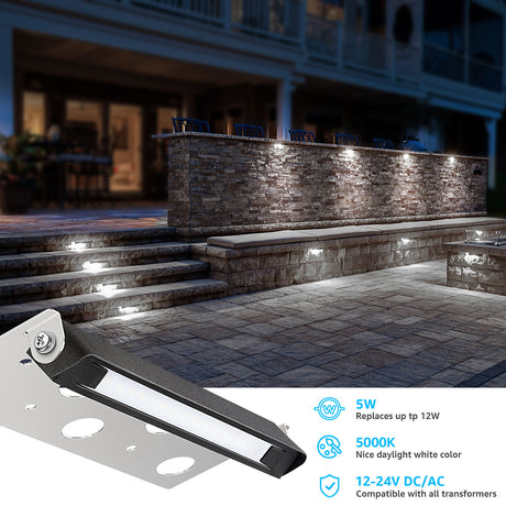 Low Voltage Hardscape 7′′ Retaining Wall Lights 5000K Daylight White 12 Pack CLDF-05-12C