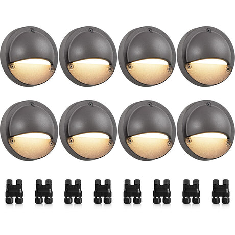 5W Low Voltage LED Grey Landscape Deck Lights with Fastlock2 Wire Connectors 8 Pack BLWY-05-08C SUNVIE