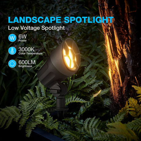 Low Voltage 6W LED Warm White Anti-Glare Landscape Spotlights 8 Pack CLWS-06-08C