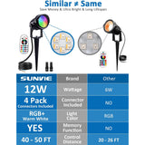 Low Voltage 12W RGBW Color Changing Landscape Lights with Connector 2 Pack CLRS-12B-02C SUNVIE