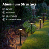 3W LED Low Voltage Landscape Pathway Lights Kit with 60W Transformer & Connectors 8 Pack KT-W8PA SUNVIE